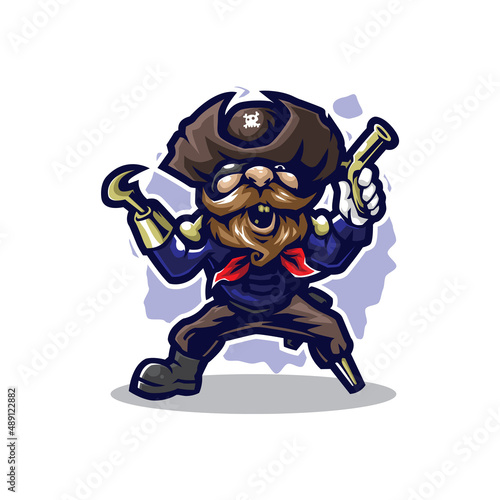 Pirates mascot logo design vector with concept style for badge, emblem and t shirt printing. Smart pirates illustration.