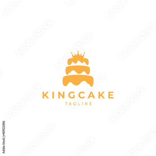 sweet cake with crown  logo vector icon symbol illustration design