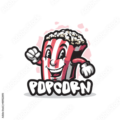 Popcorn mascot logo design vector with concept style for badge  emblem and t shirt printing. Smart popcorn illustration.