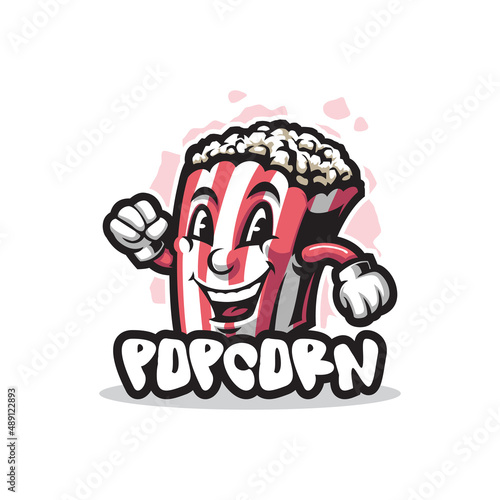 Popcorn mascot logo design vector with concept style for badge, emblem and t shirt printing. Smart popcorn illustration.