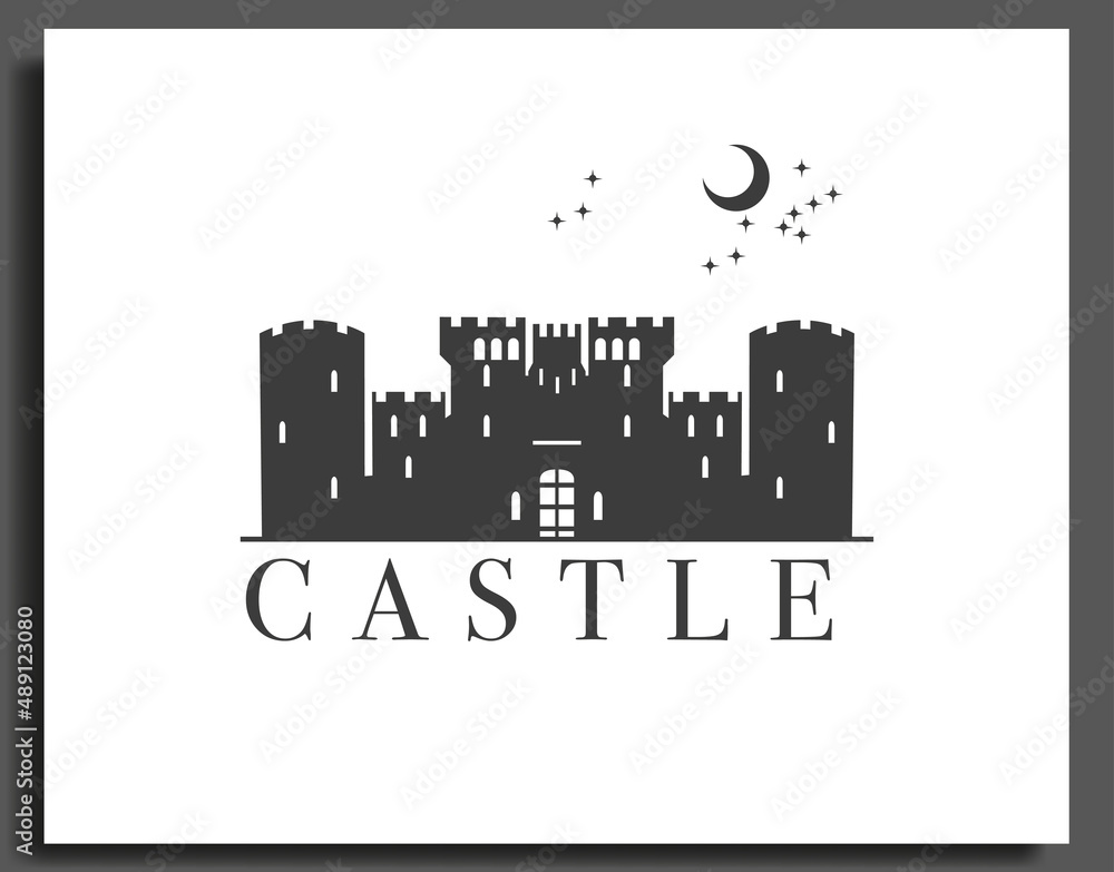 castle rock minimalist  silhouette logo template design vector