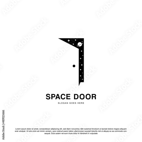 Creative space door logo design, Door and universe vector