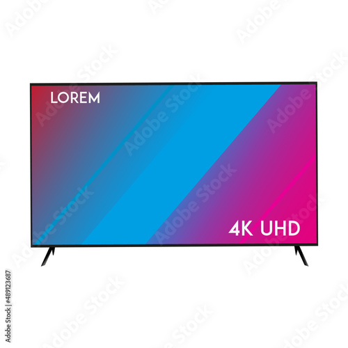 3d realistic modern television with gradient screen background. uhd smart tv vector with a glass screen for mockup. Tv with screen. Television, modern screen lcd, led, HD, 4k, 5k.