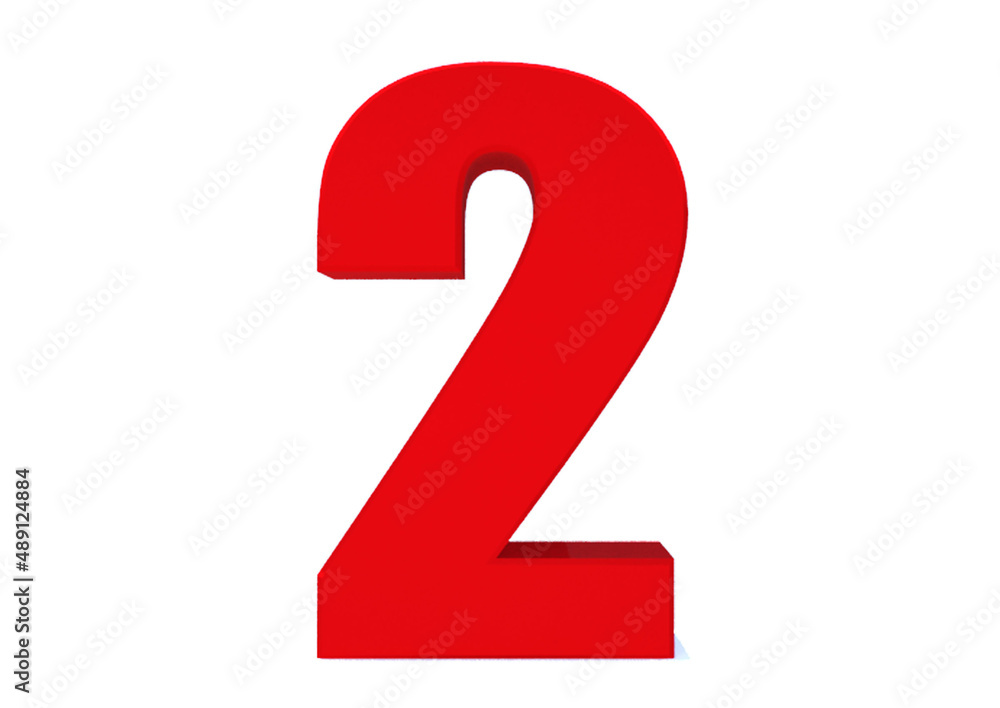 3d Red number 2 isolated on white background 3d Red number 2 isolated on white background