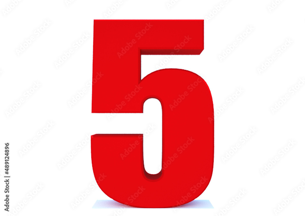 3d Red number 5 isolated on white background 3d Red number 5 isolated on white background