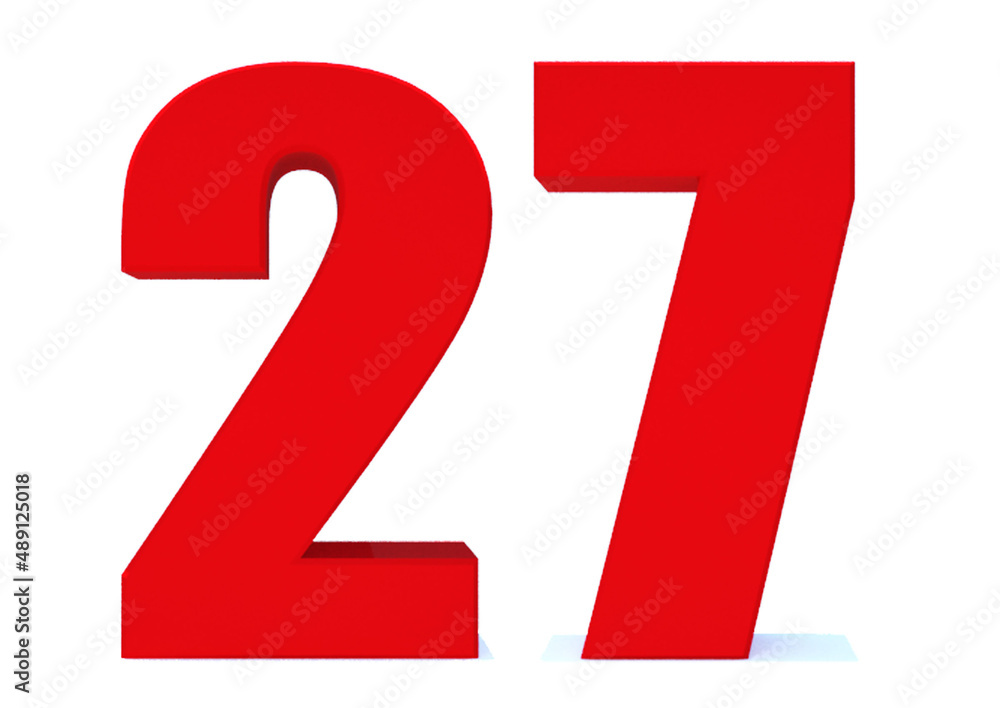 3d Red number 27 isolated on white background 3d Red number 27 isolated on white background