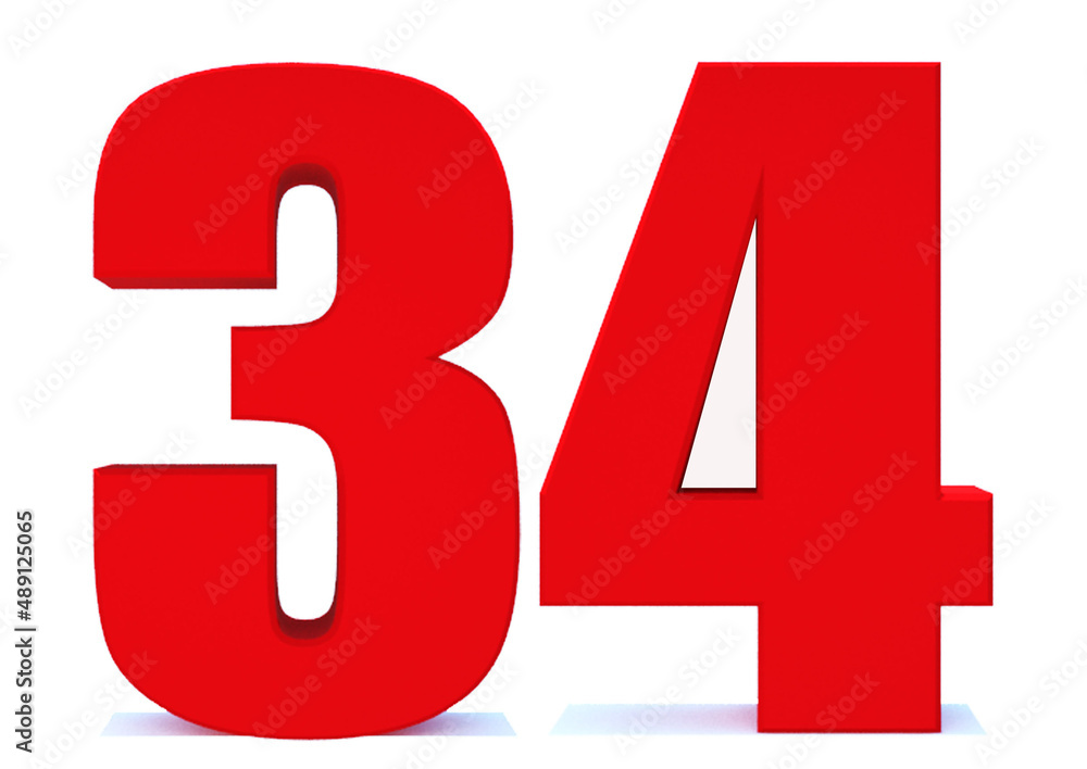 3d Red number 34 isolated on white background Stock Illustration 3d Red number 34 isolated on white background Stock Illustration
