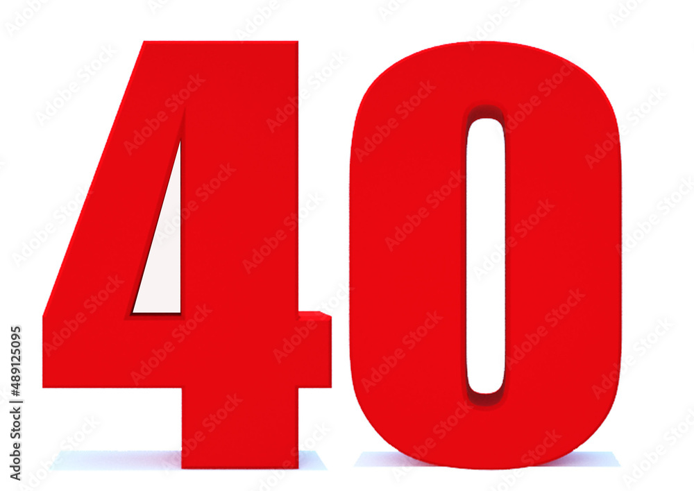3d Red number 40 isolated on white background 3d Red number 40 isolated on white background