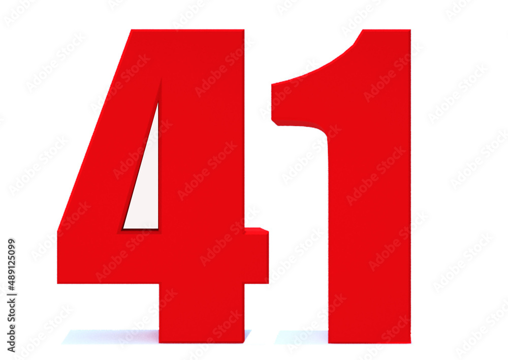 3d Red number 41 isolated on white background 3d Red number 41 isolated on white background