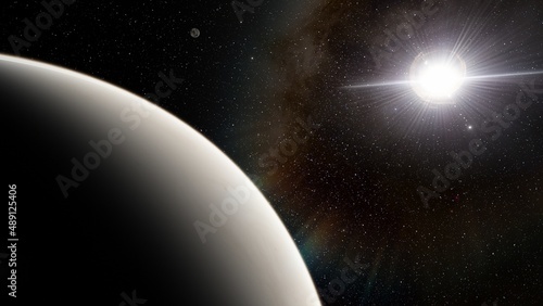 planet suitable for colonization, earth-like planet in far space, planets background 3d render