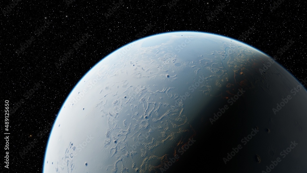 Obraz premium planet suitable for colonization, earth-like planet in far space, planets background 3d render