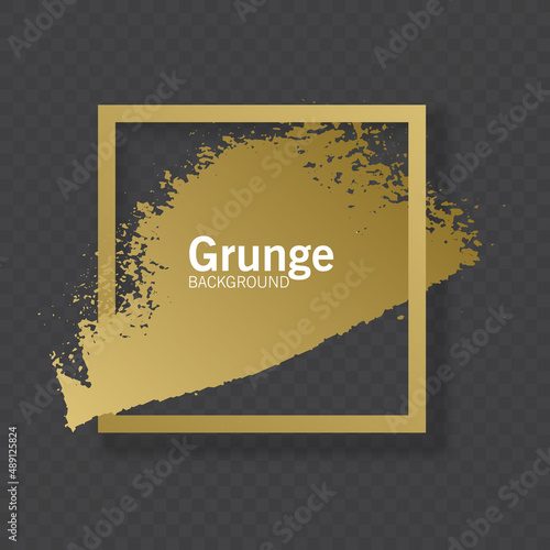 Golden brush stroke, brush, line or texture. Dirty artistic design element, box, frame or background for text, Vector format