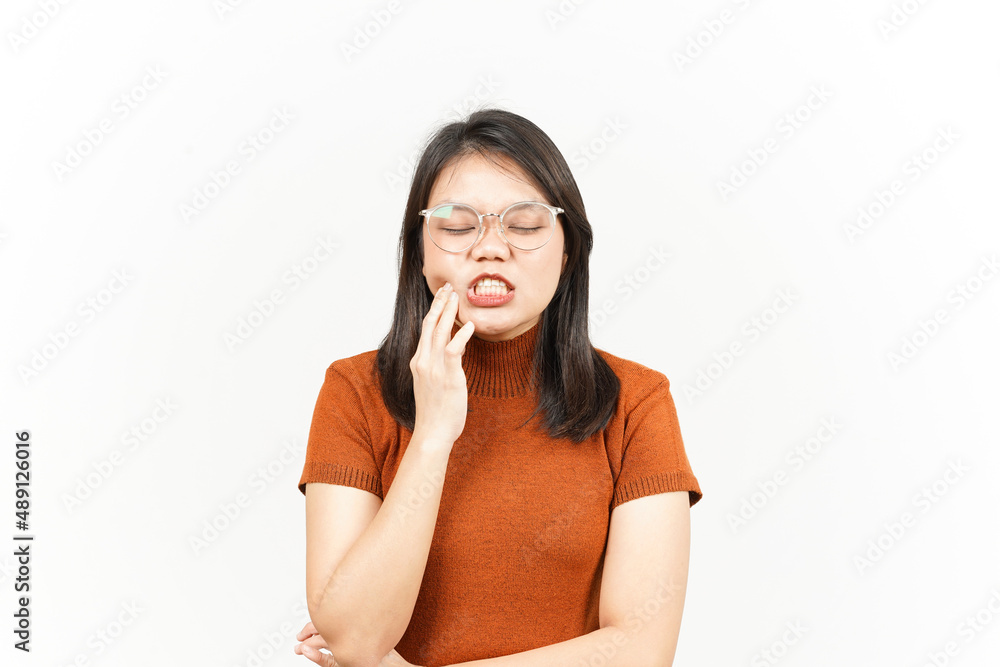 Suffering Toothache Gesture Of Beautiful Asian Woman Isolated On White Background Suffering Toothache Gesture Of Beautiful Asian Woman Isolated On White Background