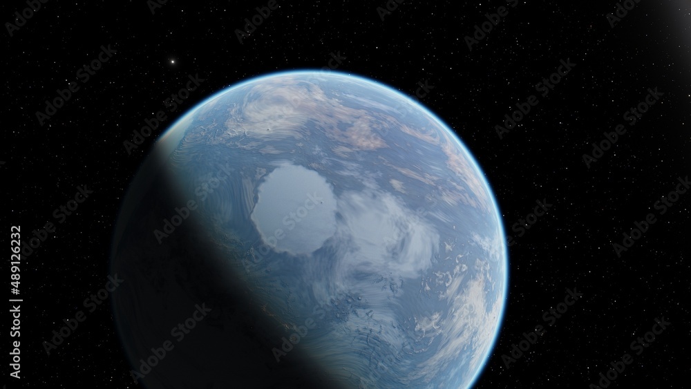 Fototapeta premium planet suitable for colonization, earth-like planet in far space, planets background 3d render