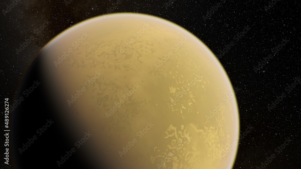 Obraz premium planet suitable for colonization, earth-like planet in far space, planets background 3d render