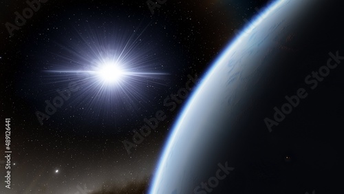 planet suitable for colonization  earth-like planet in far space  planets background 3d render  