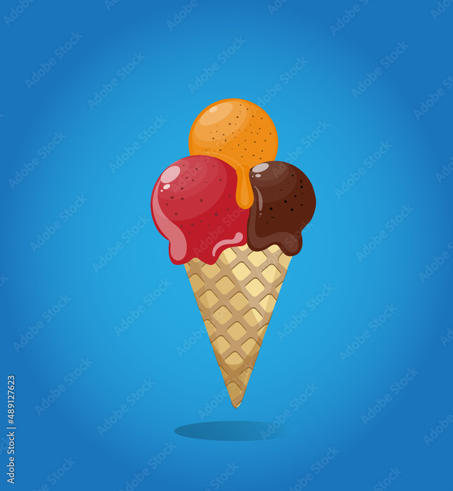 Ice cream with cone in flat design. Ice cream with cone in flat design.