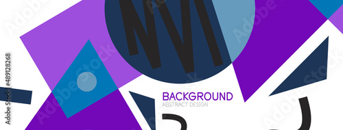 Abstract background. Blocks, lines, triangles, circles composition. Techno or business concept for wallpaper, banner, background, landing page