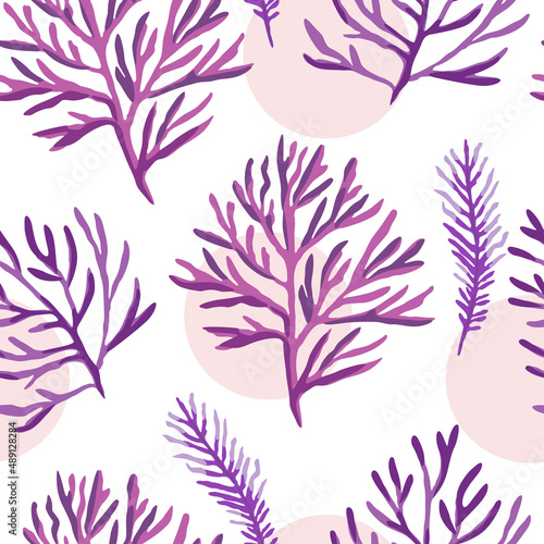 Original seamless pattern with sea weeds for design, decor and textile. 