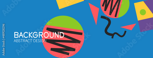 Abstract background. Blocks, lines, triangles, circles composition. Techno or business concept for wallpaper, banner, background, landing page