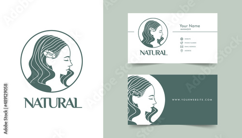 Beauty natural feminine logo branding with stationary