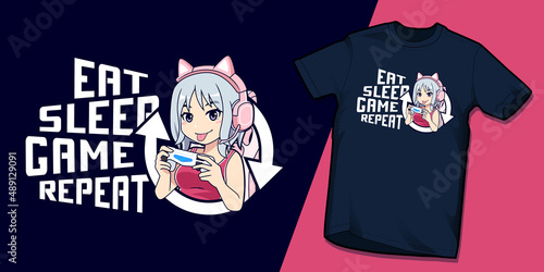 Eat sleep game repeat tshirt designs