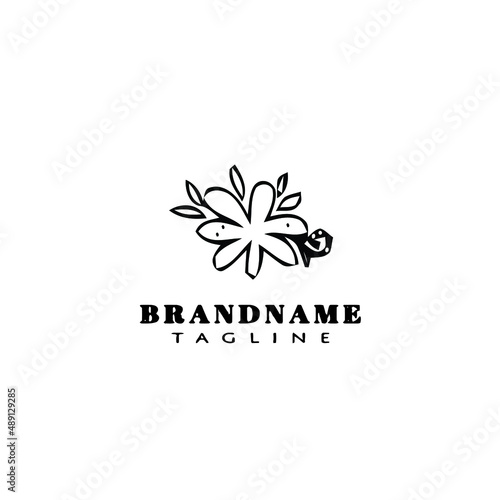 simple flower logo cartoon icon design template black isolated vector illustration