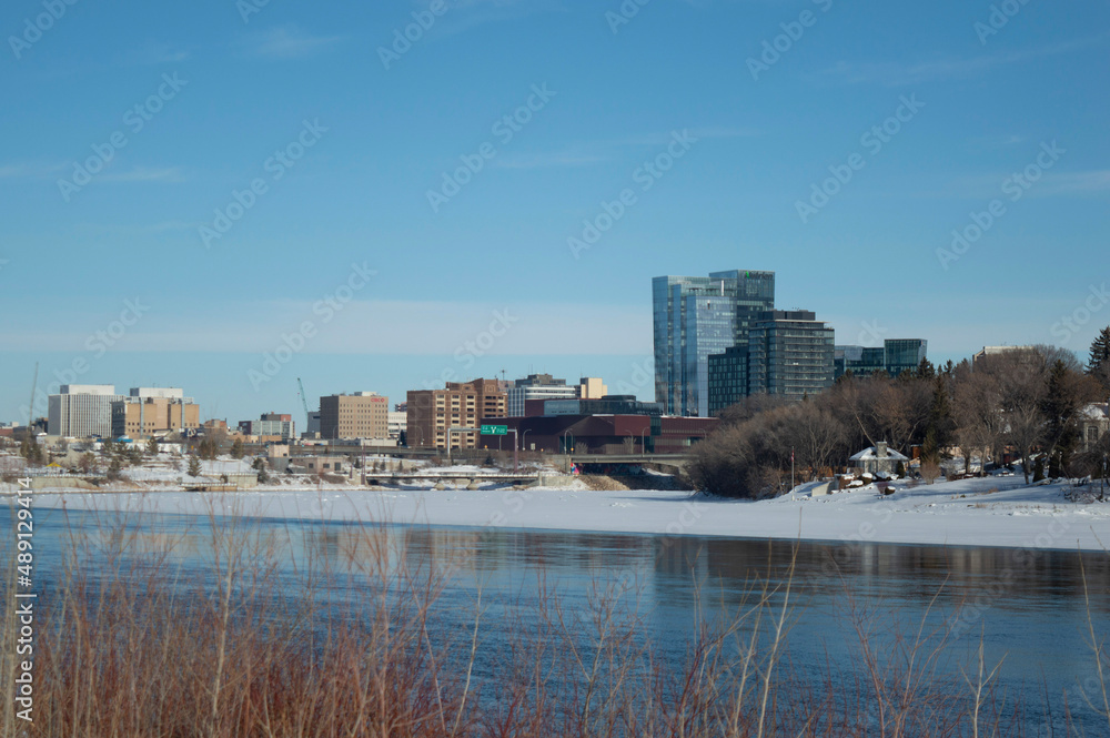 saskatoon city skyline in winter