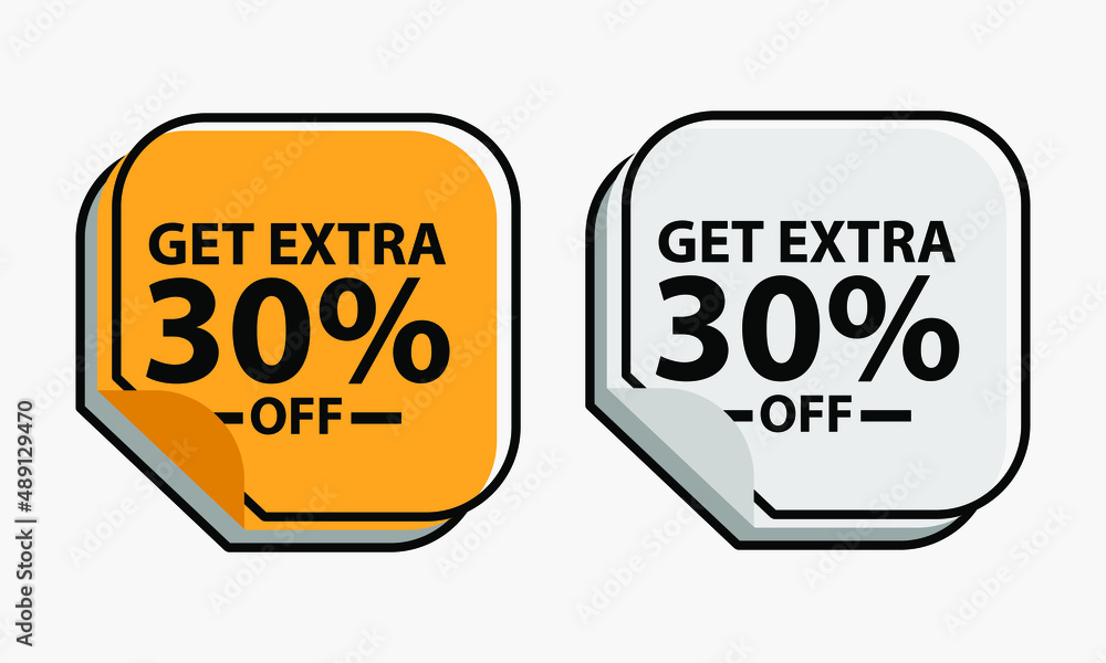 Up to 30 percent Discount. Square sticker with offer message. Sale offer price sign. Special offer symbol. Save 30 percentages. Sticker mockup banner. Discount tag badge shape. Vector design shopping Up to 30 percent Discount. Square sticker with offer message. Sale offer price sign. Special offer symbol. Save 30 percentages. Sticker mockup banner. Discount tag badge shape. Vector design shopping