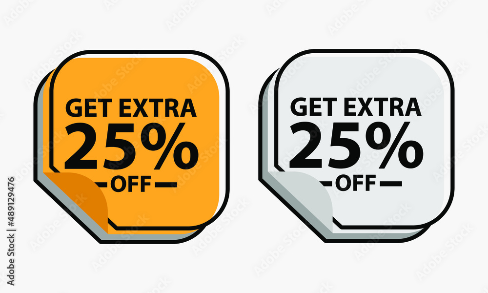 Up to 25 percent Discount. Square sticker with offer message. Sale offer price sign. Special offer symbol. Save 25 percentages. Sticker mockup banner. Discount tag badge shape. Vector design shopping Up to 25 percent Discount. Square sticker with offer message. Sale offer price sign. Special offer symbol. Save 25 percentages. Sticker mockup banner. Discount tag badge shape. Vector design shopping