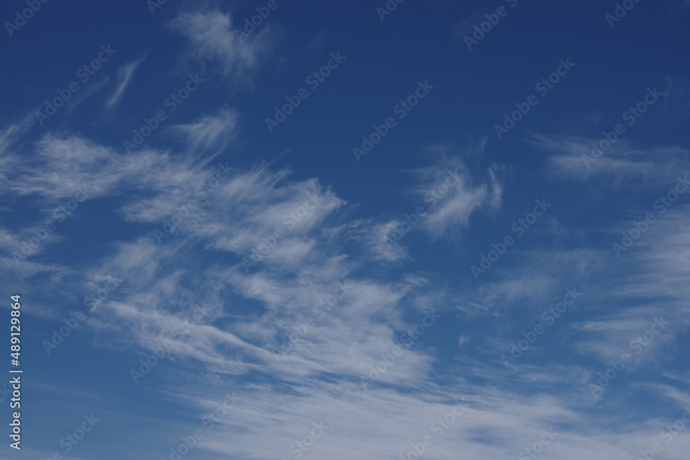High clouds formation in the blue California springtime sky