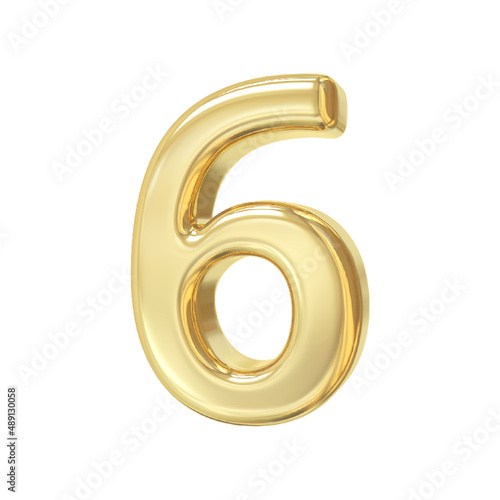 Number 6 Golden 3d luxury