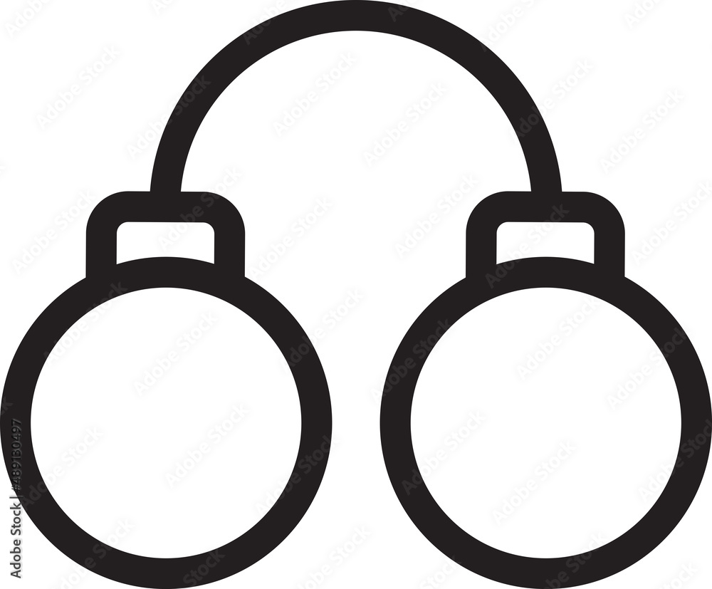 handcuffs line icon, editable stroke and color. handcuffs line icon, editable stroke and color.