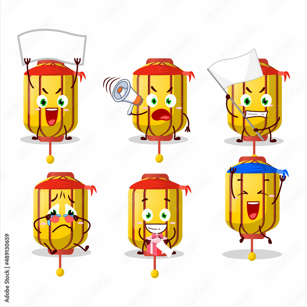 Mascot design style of yellow chinese long lamp character as an attractive supporter Mascot design style of yellow chinese long lamp character as an attractive supporter