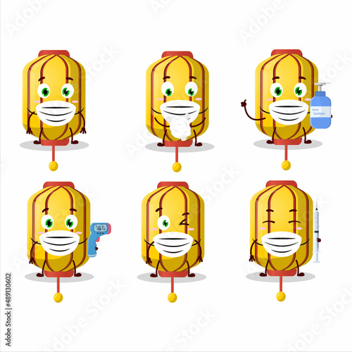 A picture of yellow chinese long lamp cartoon design style keep staying healthy during a pandemic