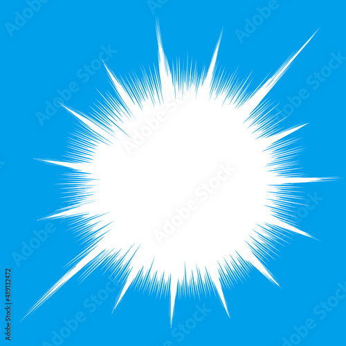 輝く光のエフェクト　漫画のグラフィック素材　放射線集中線　ベタフラッシュ　ウニフラッシュ　背景