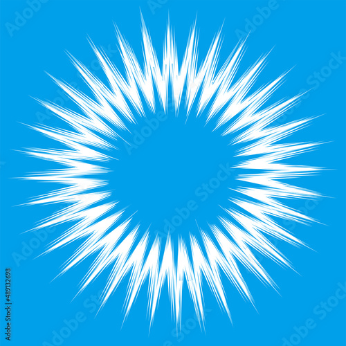 輝く光のエフェクト　漫画のグラフィック素材　放射線集中線　ベタフラッシュ　ウニフラッシュ　背景