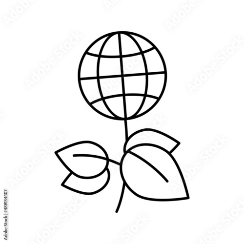 green plants planet ecosystem line icon vector illustration