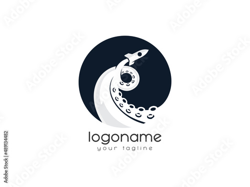 tentacle and rocket logo design template