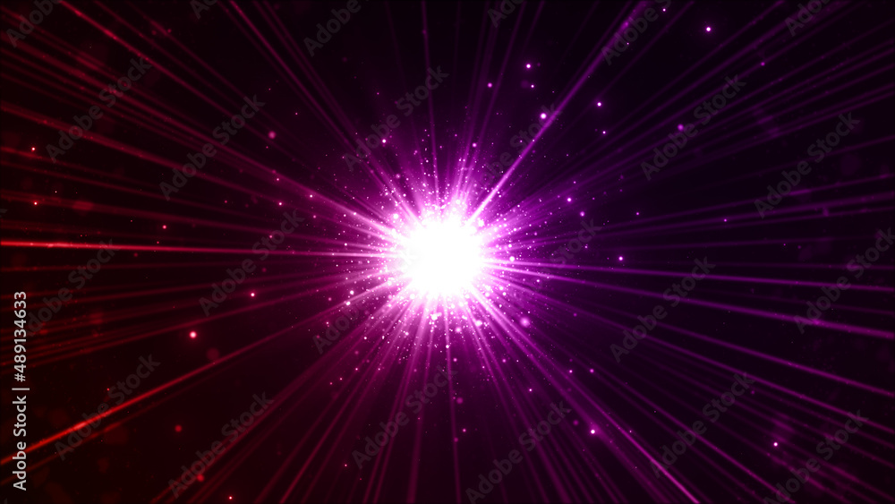 発光している鋭い集中線　ネオン　宇宙　グロー
パーティクル　レンズフレア