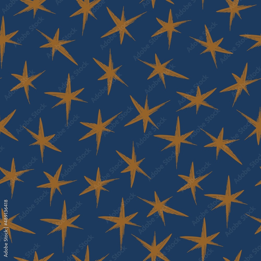 Stars Texture. Abstract Seamless Pattern with Yellow Stars on Blue Background. Vector EPS 10 Stars Texture. Abstract Seamless Pattern with Yellow Stars on Blue Background. Vector EPS 10