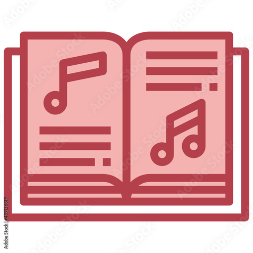 SONG BOOK red line icon,linear,outline,graphic,illustration