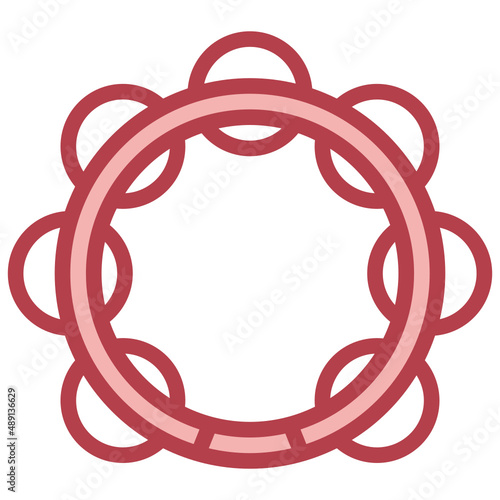 TAMBOURINE red line icon,linear,outline,graphic,illustration