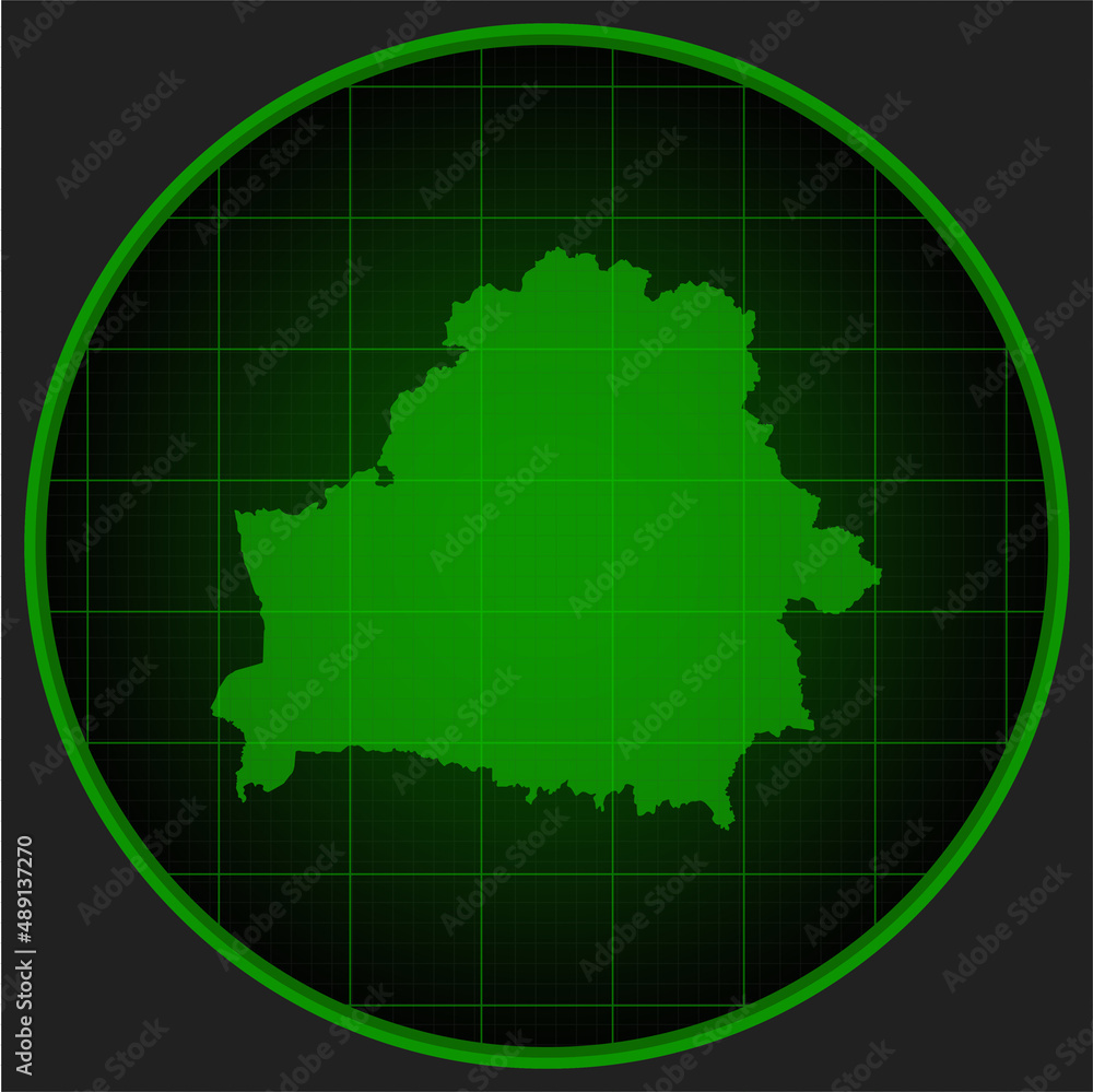 Template vector map outline Belarus on radar