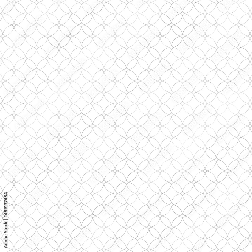 Fototapeta premium 白背景に銀色の星七宝柄 和柄 和紙風テクスチャ 上品 丸 伝統的 高級感 正方形バナー