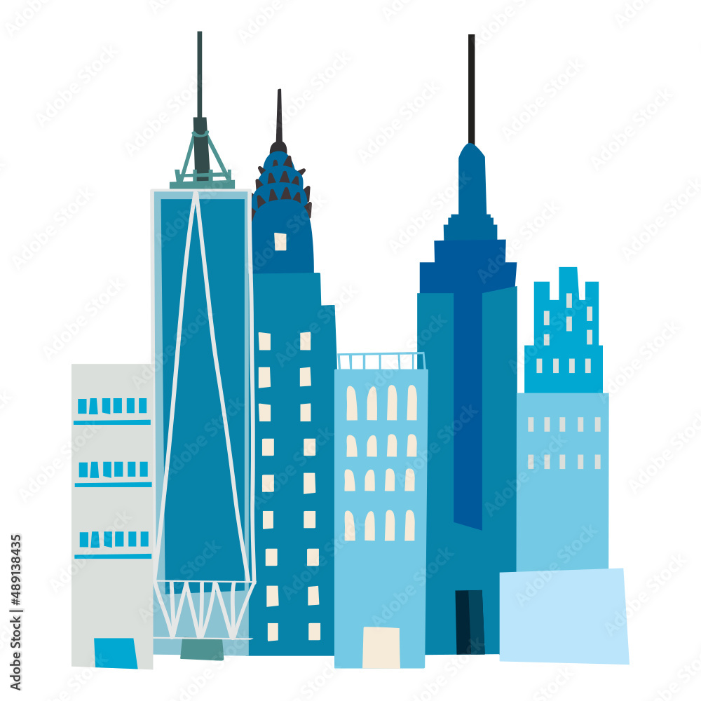 America cityscape vector illustration in flat color design