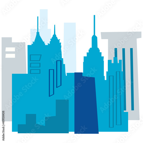 America cityscape vector illustration in flat color design