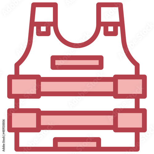 PROTECTOR VEST red line icon,linear,outline,graphic,illustration