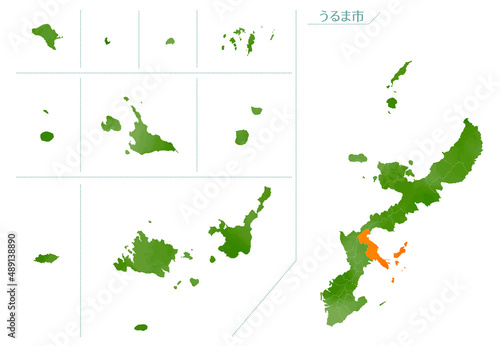 水彩風の地図　沖縄県　うるま市 photo