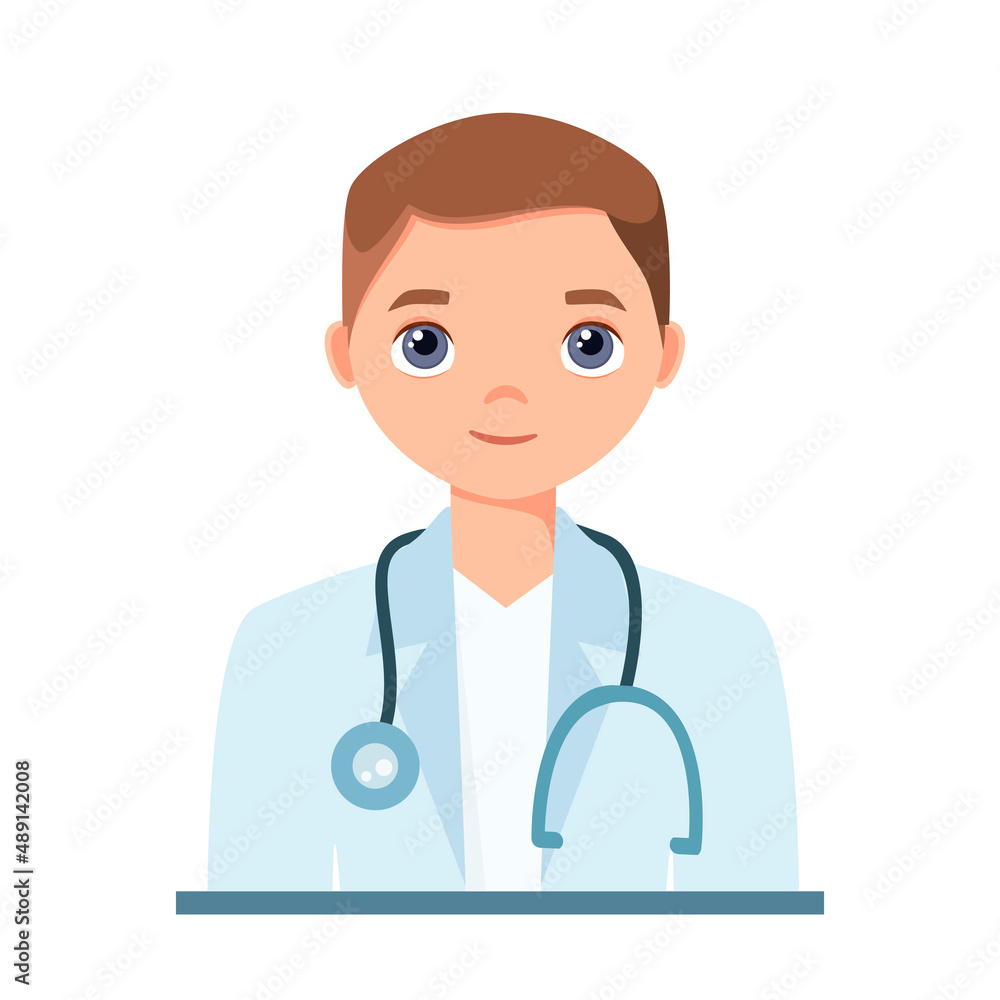 A young doctor on a white background. Cartoon design. Vector illustration.
A young doctor on a white background. Cartoon design. Vector illustration.